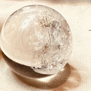 Clear Quartz Sphere Rainbow Flash in Several Spots Natural Crystal Ball